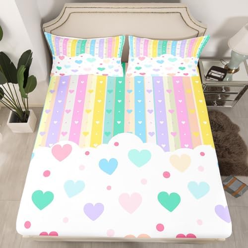 Feelyou Rainbow Sheet Set for Kids 4Pcs King Size