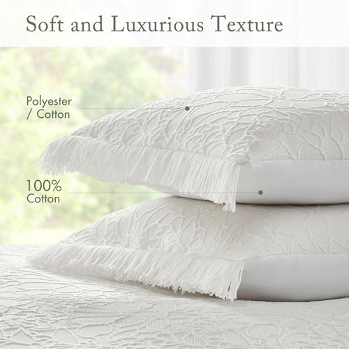 Madison Park Queen Chenille Floral Bedspread with Fringes 3 Piece