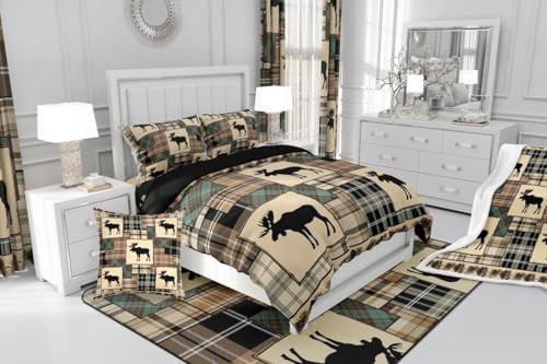Erosebridal Rustic Moose Duvet Cover Set Queen Size 1