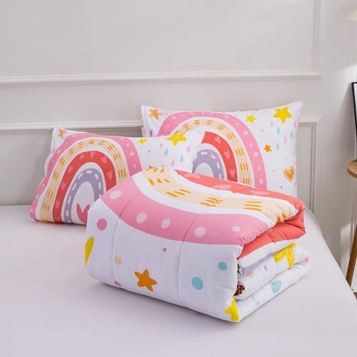 Btargot 3-Piece Rainbow Comforter Set for Kids