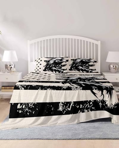 Boanket 4th of July Full Sheet Set - Black Eagle Pattern