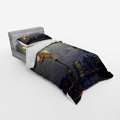 Ambesonne Pale Grey Yellow Duvet Cover Set Twin Size 3 Piece