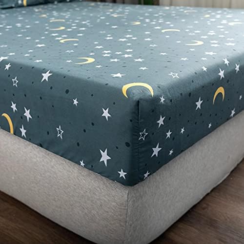 Jejeloiu 4 Piece Star Moon Bed Sheet Set King Size