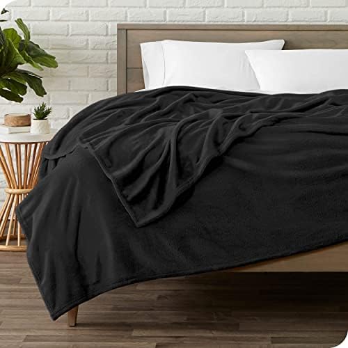 Bare Home Comforter Set with Microplush Blanket King Black