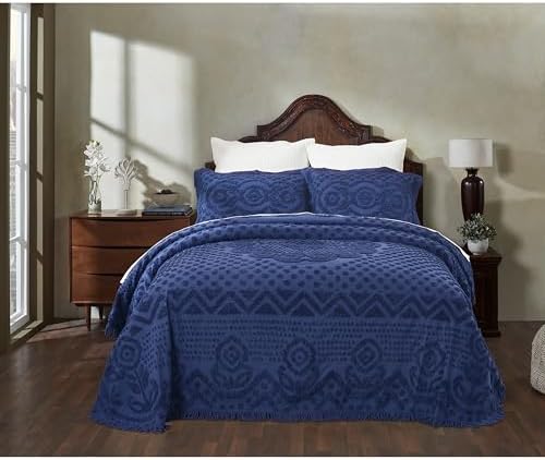 Better Trends Chenille Bedspread Set King Size Navy