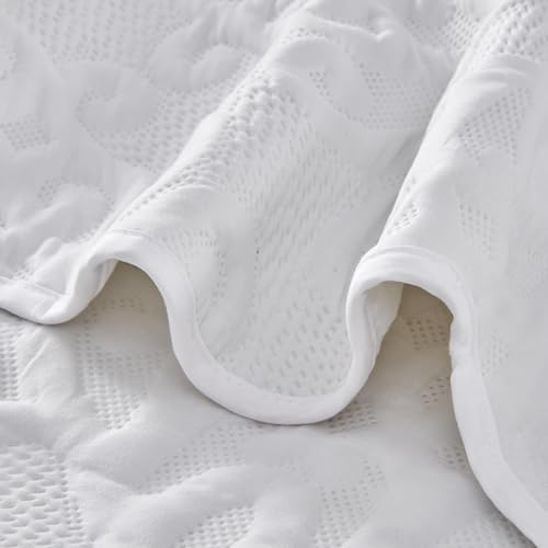 Kingnex King Size Bedspread Set 3 Pieces White