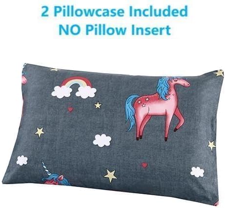 SDIII 4PCS Unicorn Queen Sheet Set - Gray Microfiber