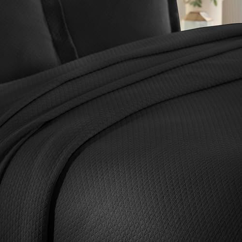 Superior Solitaire Cotton Bedspread Set 3 Piece Twin Black
