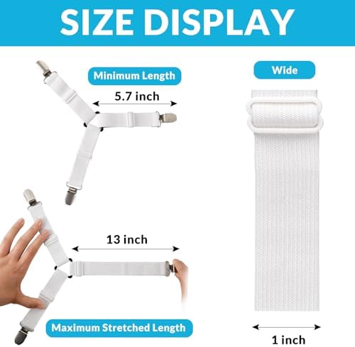 Inscool Bed Sheet Straps - 4-Pack Adjustable Clips for Secure Fit