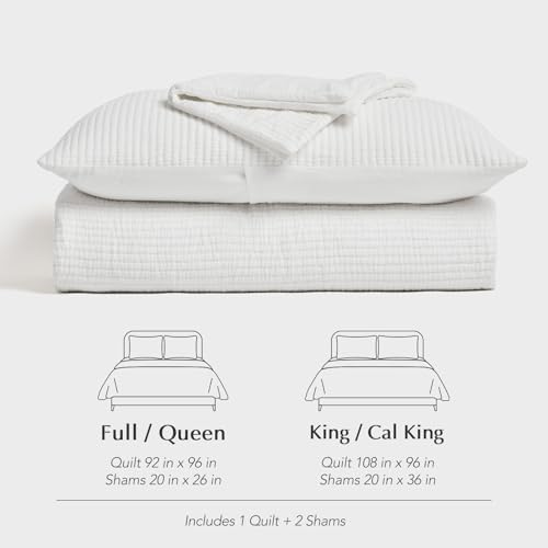 EVERGRACEHOME Cotton Gauze Queen Bedspread Set with 2 Shams Ivory White