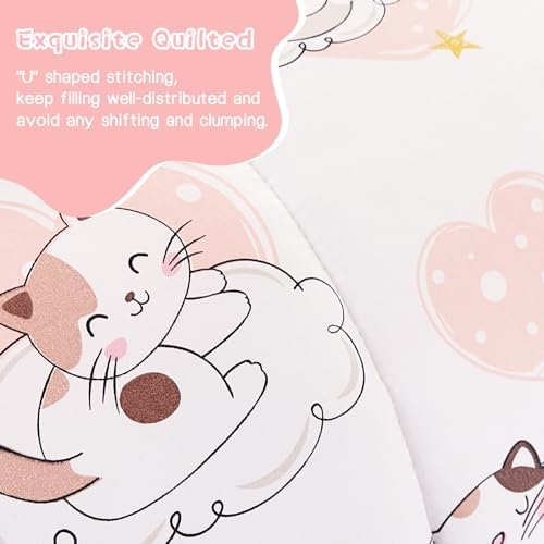 Yibeizi Cat Comforter Set for Girls Twin