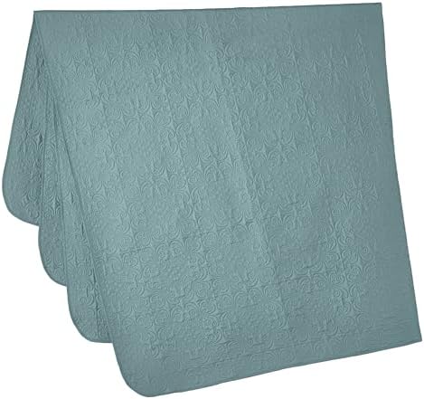 Chezmoi Luca 3-Piece Oversized Bedspread Set Queen Size Spa Blue