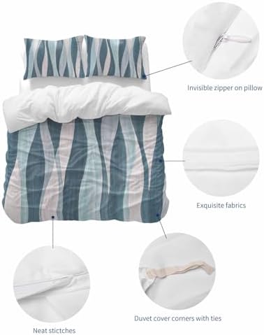 ZOE GARDEN Turquoise Blue Queen Duvet Cover Set 3pcs