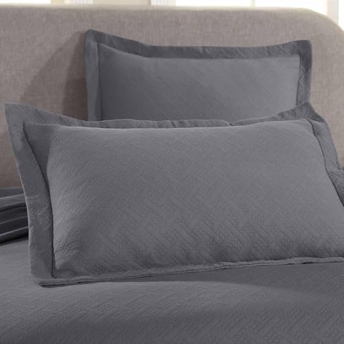 Superior 100 Cotton Basket Weave Bedspread Set Full Grey