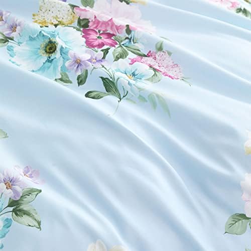 Wake In Cloud - Shabby Chic Comforter Set Queen 3 Pieces Blue