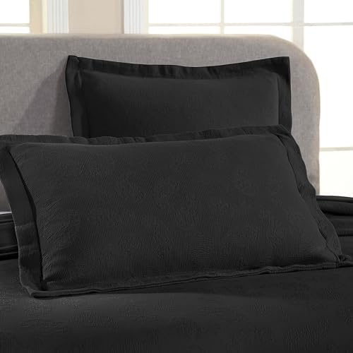 Superior Paisley 3 Piece Cotton Bedspread Set Black