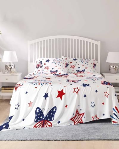 Boanket 4th of July 4 Piece Microfiber Full Sheet Set