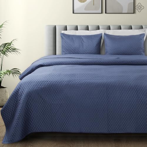 BIOWEAVES Organic Cotton Quilt Twin Set - GOTS Certified Diamond Stitched
