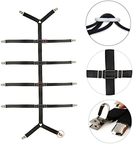 Adjustable Crisscross Sheet Clips for Tidy Bed Setup Black