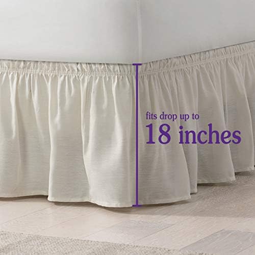 Easy Fit Solid Elastic Bed Skirt 18 Inch Drop TwinFull White 1