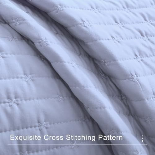 Masaca Oversized King Quilt Set 3 Piece Light Blue