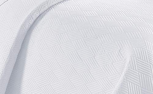 Linen Plus Luxury Oversized Coverlet Bedspread Set Solid White Full Queen