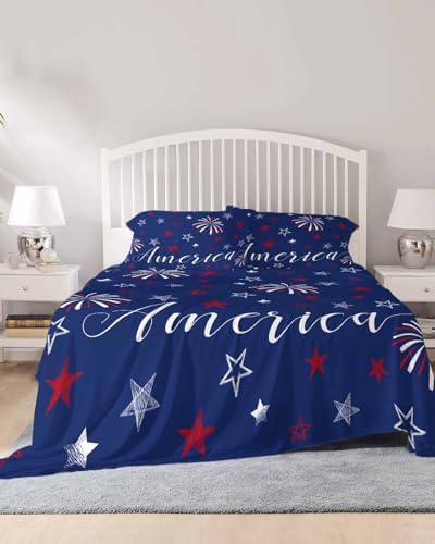 Boanket 4th of July Full Sheet Set 4 Piece Microfiber