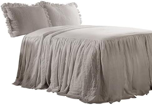 Lush Decor Ruffle Skirt Bedspread Set - Queen Grey 1