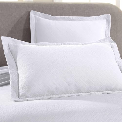 Superior 3 Piece Basketweave Cotton Bedspread Set Queen White