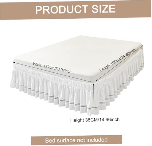 Queen Bed Skirt with Ruffles and Elastic White Polyester