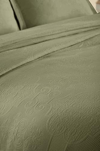 Superior Cotton Bedspread Set 3-Piece Sage King