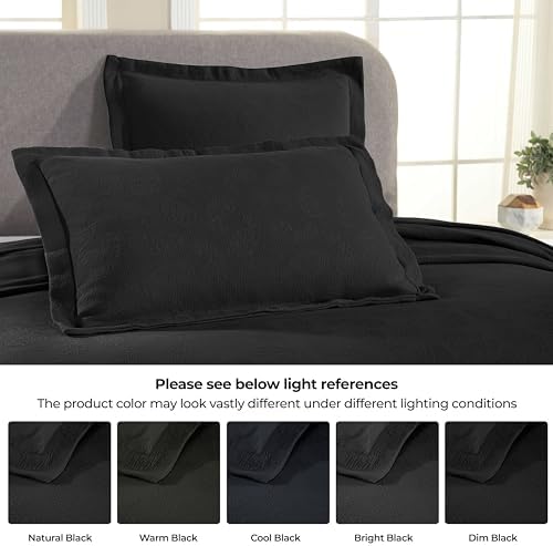 Superior Paisley 3 Piece Cotton Bedspread Set Black