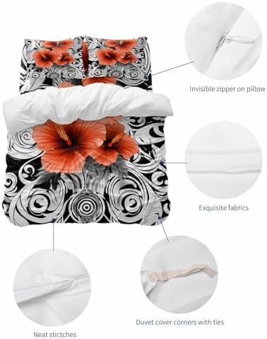 ZOE GARDEN Orange Flowers Duvet Cover Set Twin Size