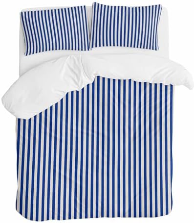 Dark Blue Striped Duvet Cover Set 3 Pieces