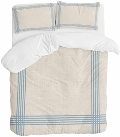 ZOE GARDEN Blue Striped Duvet Cover Set 3 Piece 1
