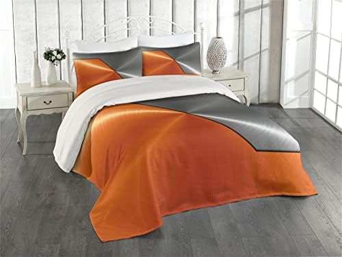 Ambesonne Orange Grey Coverlet Set King Size 3 Piece