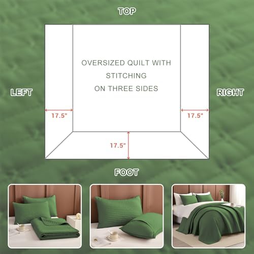 Masaca Olive Green Oversized Queen Quilt Set