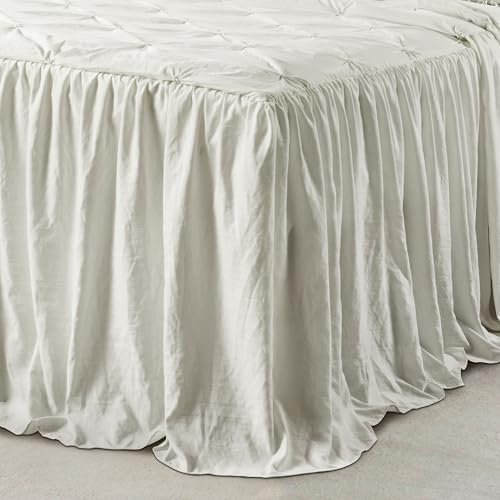 Lush Decor Ravello Pintuck Ruffle Skirt Bedspread Set King White