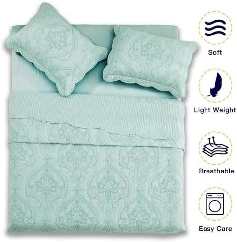 CHIXIN Oversized Bedspread Set - King Size Damask Paisley