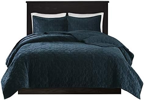 Madison Park Harper Velvet Quilt Set Teal 3 Piece