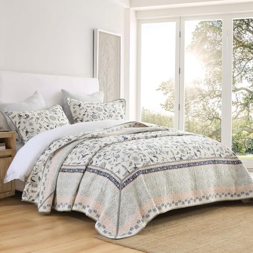 SahSahCasa 100 Cotton Cal King Bedspread Coverlet Quilt Set Navy