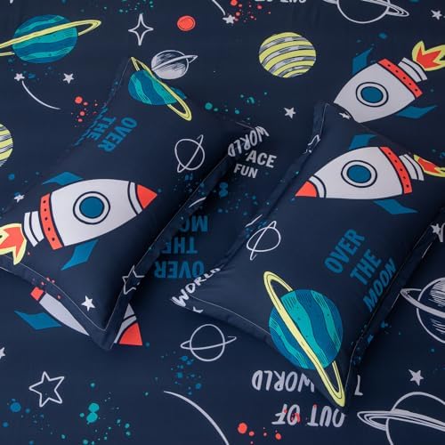 Megamayga Space Sheets Queen Size 4Pcs Kids Bedding Set