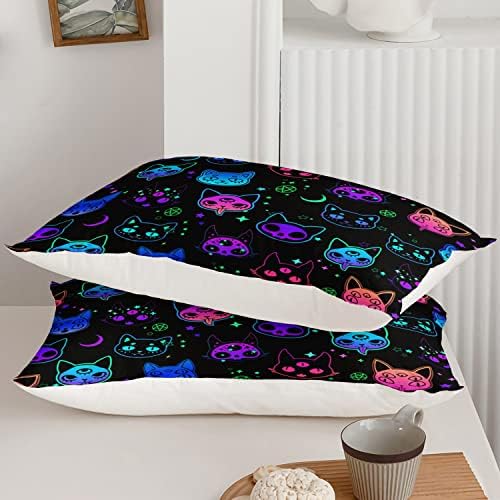 Axolotl Cat Comforter Set Twin Neon Pattern