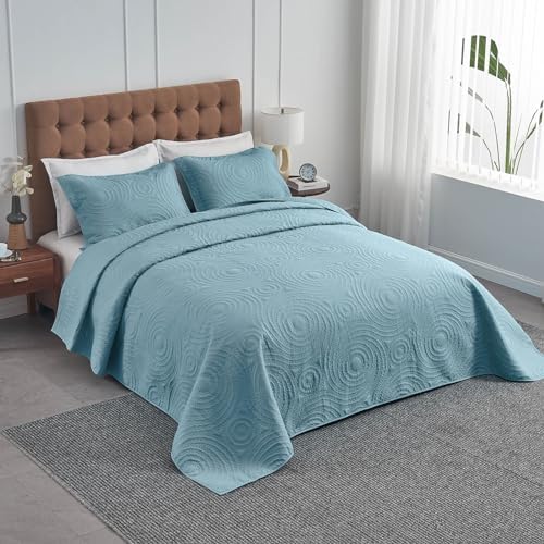 Oversized King Bedspread Set 128x120 Blue