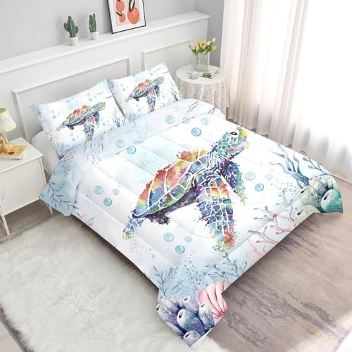 FUYEUN Turtle Comforter Set for Girls Kids Teens Women