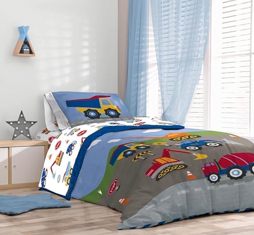 Sunny Side Up Construction Zone Twin Comforter Set