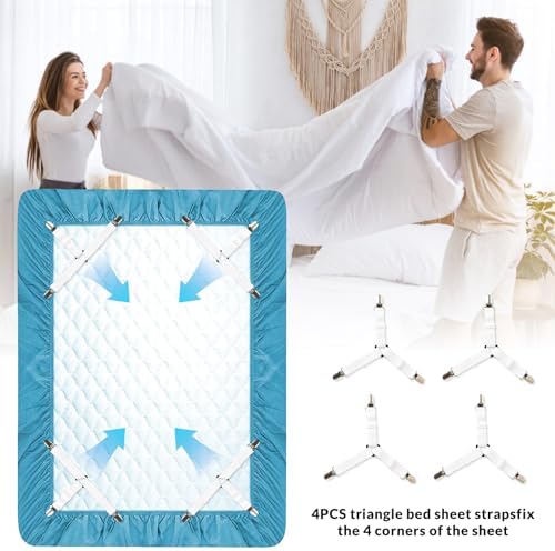 Inscool Bed Sheet Straps - 4-Pack Adjustable Clips for Secure Fit