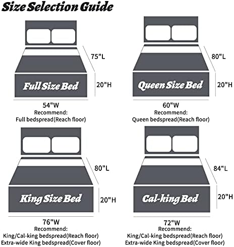 HZ HY Oversized King Bedspread Set 128x120 Reversible Dark Grey