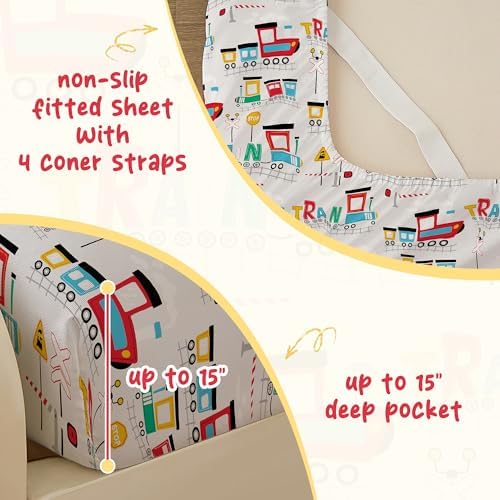 Bedmoon Boys Twin Sheets with Train Pattern