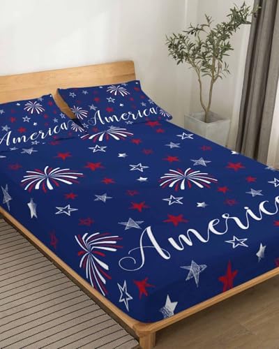 Boanket 4th of July Full Sheet Set 4 Piece Microfiber